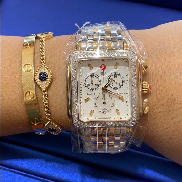 Michele Accessories Michele Deco Two Tone Watch Xl Poshmark